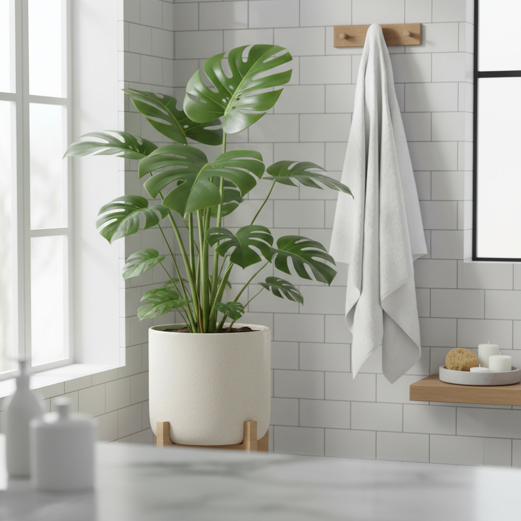 Monstera in Bathroom