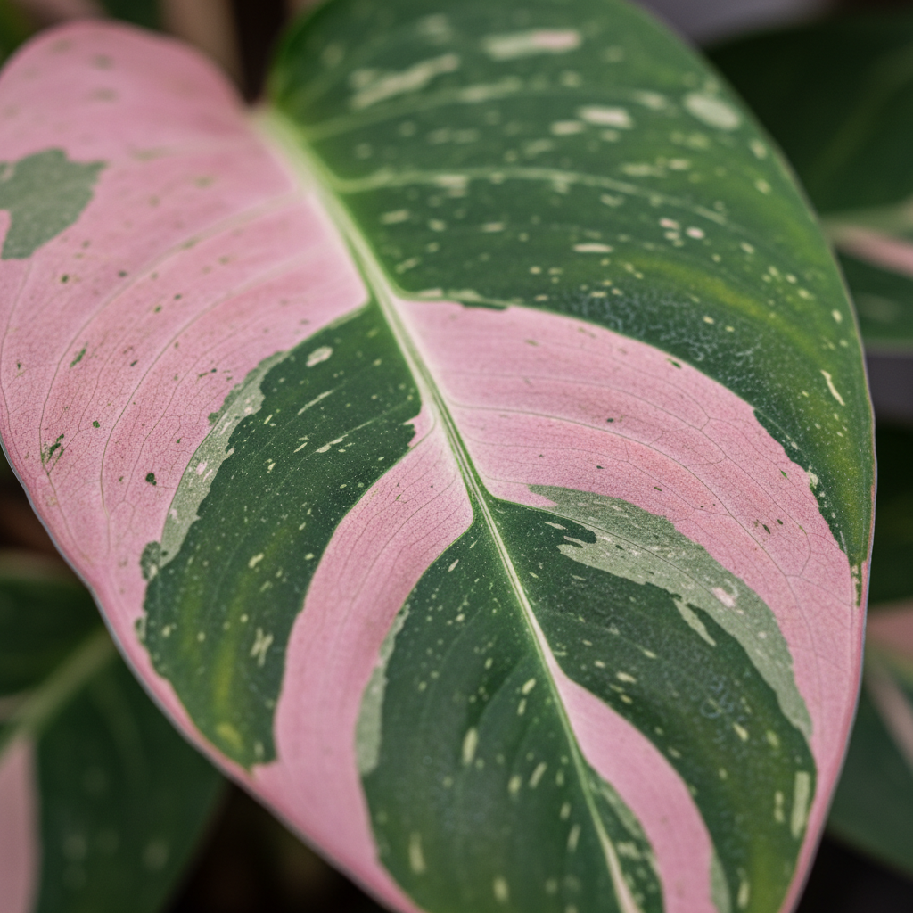 Pink Philodendron macro detail